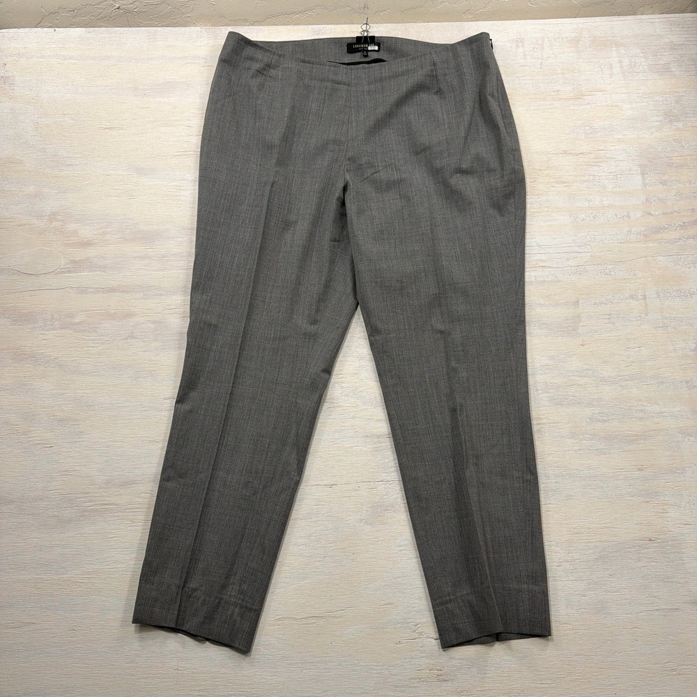 Lafayette 148 Dress Pants 14 Virgin Wool Blend Side Zip Straight Leg Grey Women